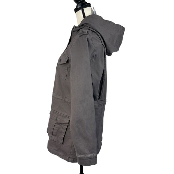 Market & Spruce Medium Kathleen Cargo Jacket Hooded Pockets Stretch Full-Zip New - Picture 7 of 12